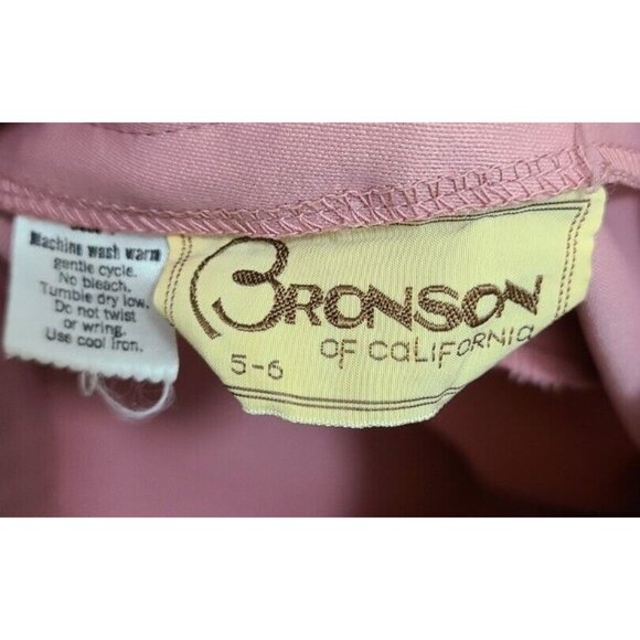 Vtg 70s Bronson of California 2 Piece Pant/Blazer Suit Set Solid Pink Size 5/6 - Picture 7 of 12